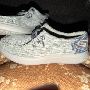 BOBS from Skechers Heathered Gray Slip-On Sneakers with Blue Accent